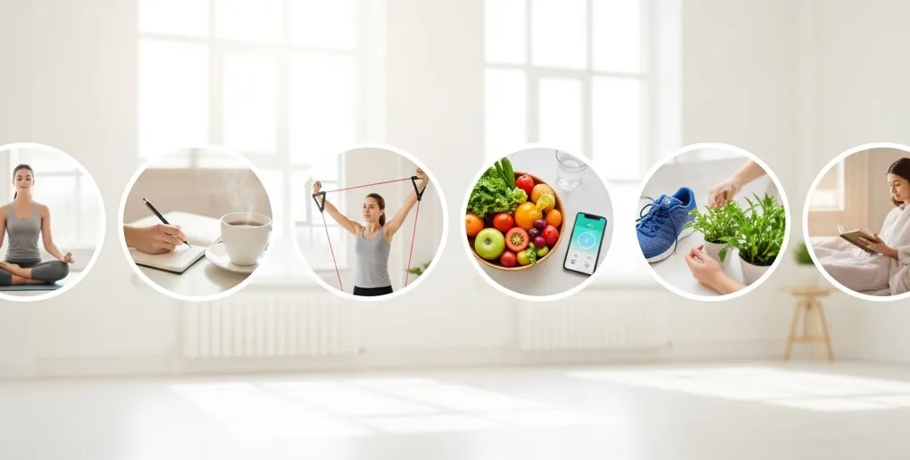 Günlük Wellness Rutini: Zihin, Beden ve Ruh İçin 7 Adım - Banner Görseli - Wellness & Yaşam Tarzı Kategorisi - Dengeli Sağlık