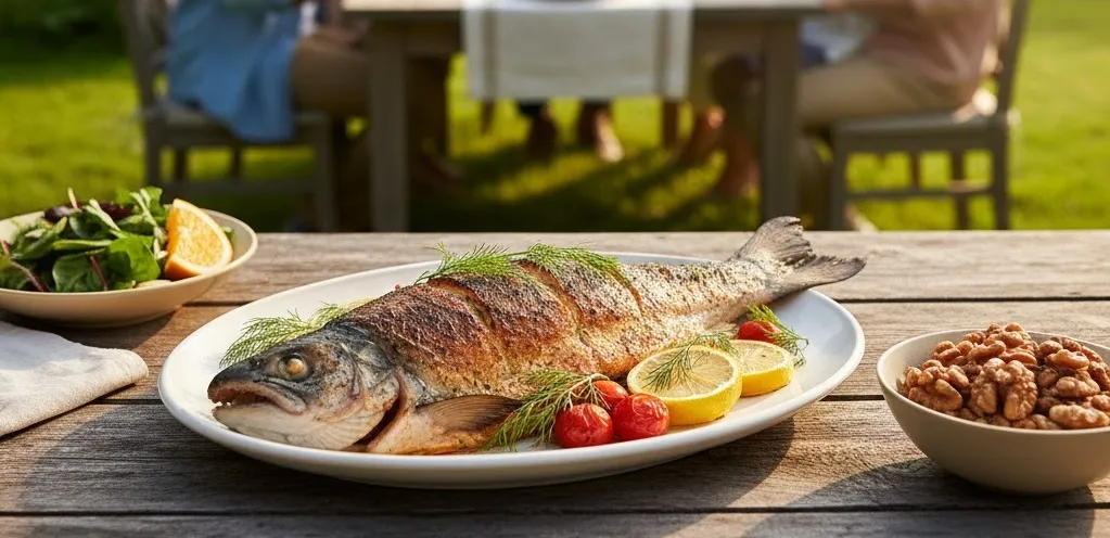 Balık Yemenin 10 Bilimsel Faydası: Omega-3 ve Kalp Sağlığı - Banner Görseli - Beslenme Rehberleri Kategorisi - Dengeli Sağlık