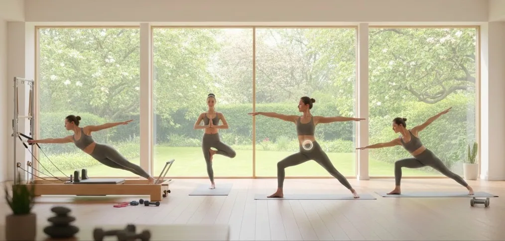 Pilates & Yoga Kombinasyonu: Esneklik, Güç ve Denge İçin - Banner Görseli - Egzersiz Programları Kategorisi - Dengeli Sağlık